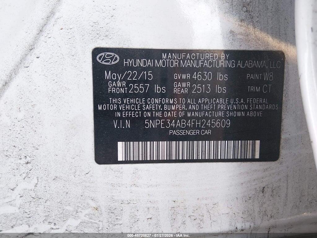 5NPE34AB4FH245609 2015 HYUNDAI SONATA photo no. 9