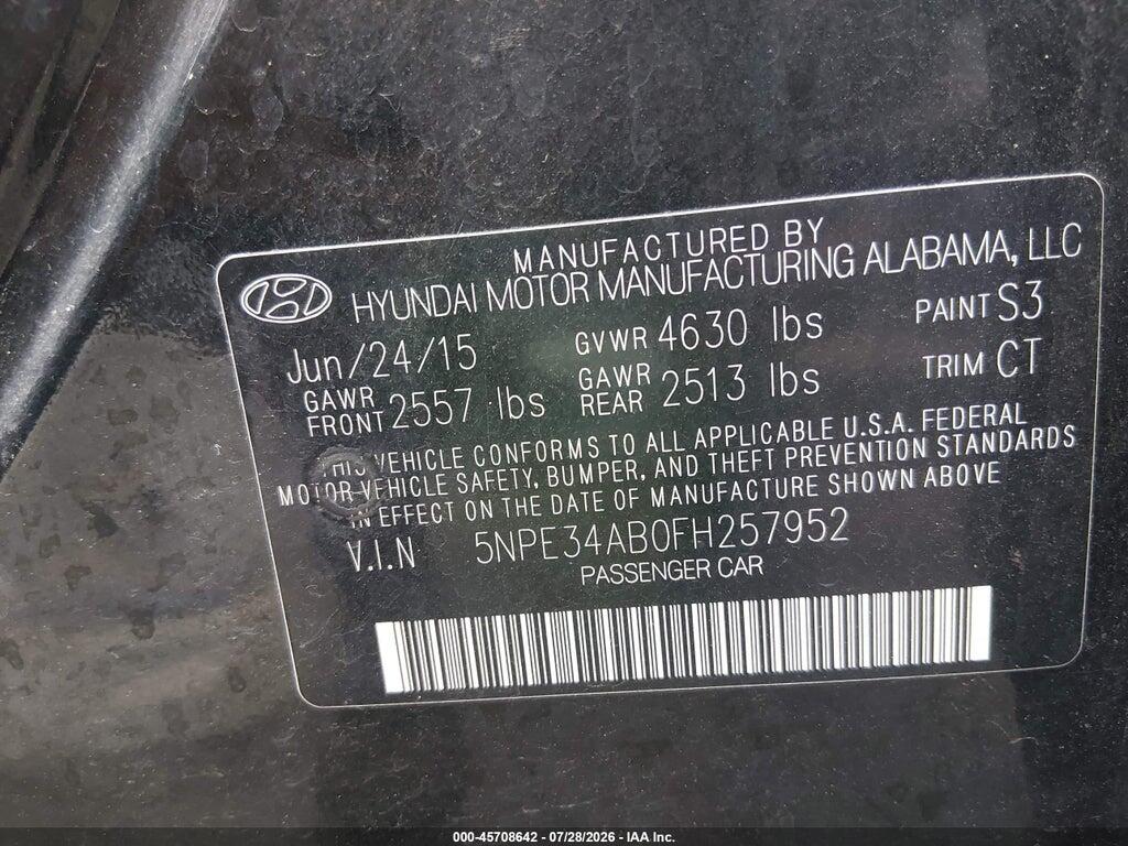 5NPE34AB0FH257952 2015 HYUNDAI SONATA photo no. 9
