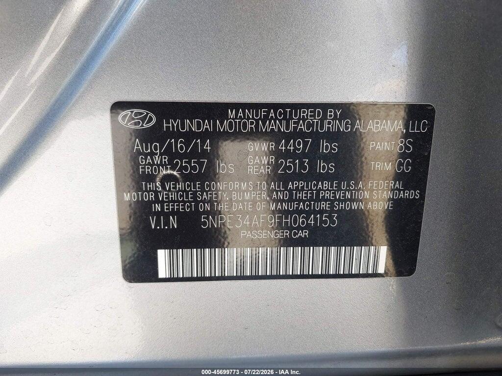 5NPE34AF9FH064153 2015 HYUNDAI SONATA photo no. 9