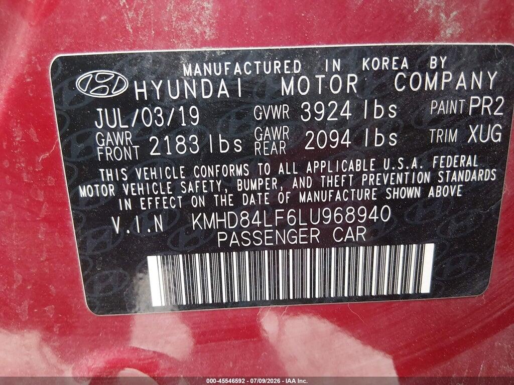 KMHD84LF6LU968940 2020 HYUNDAI ELANTRA photo no. 9