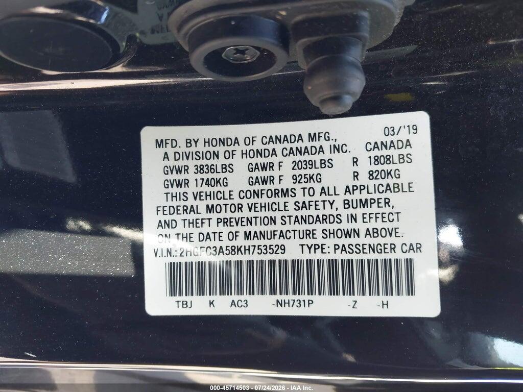 2HGFC3A58KH753529 2019 HONDA CIVIC SI photo no. 9