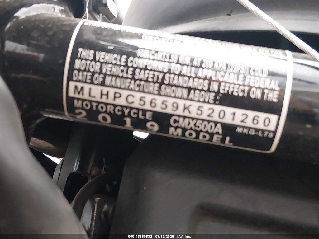 MLHPC5659K5201260 2019 HONDA CMX500 photo no. 10