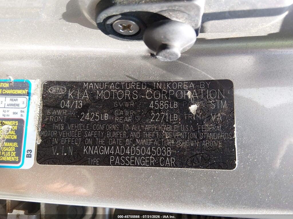 KNAGM4AD4D5045038 2013 KIA OPTIMA HYBRID photo no. 9