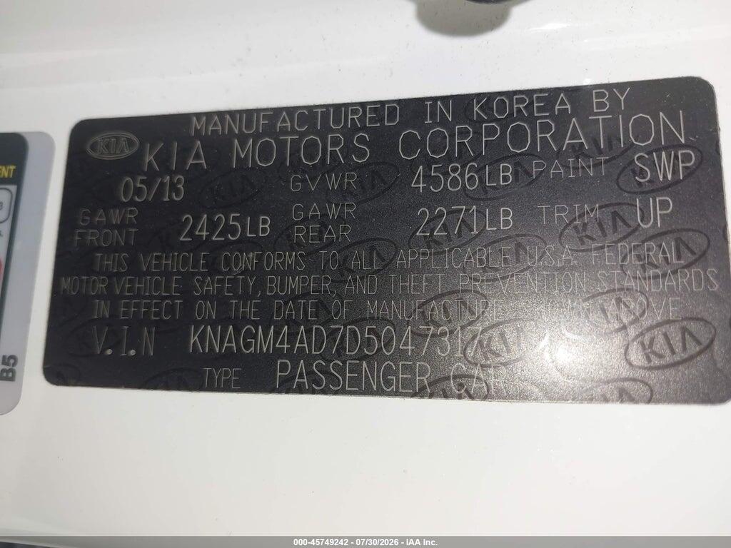 KNAGM4AD7D5047317 2013 KIA OPTIMA HYBRID photo no. 9