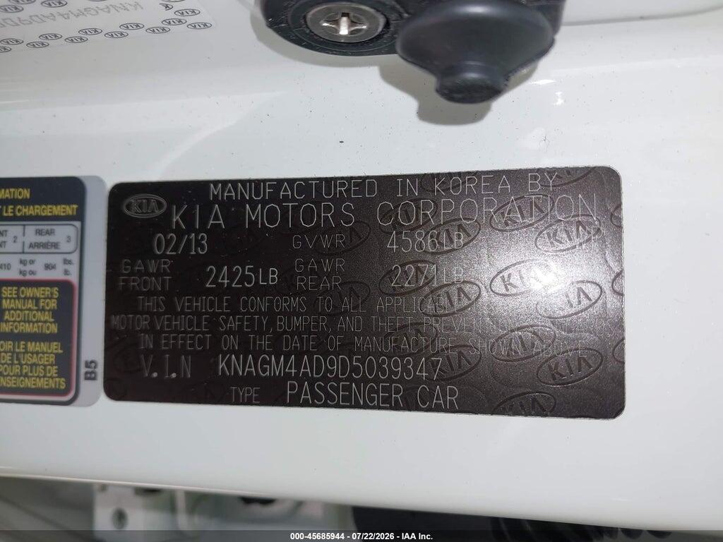 KNAGM4AD9D5039347 2013 KIA OPTIMA HYBRID photo no. 9