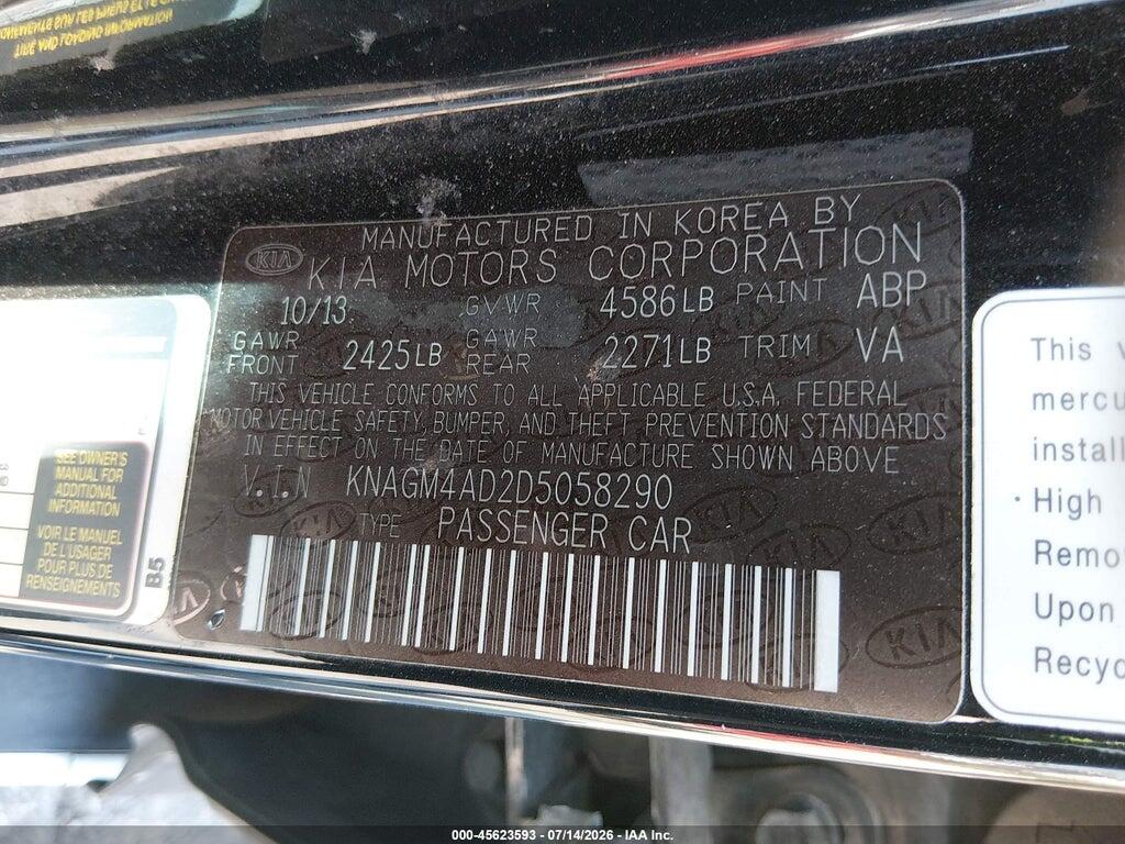 KNAGM4AD2D5058290 2013 KIA OPTIMA HYBRID photo no. 9