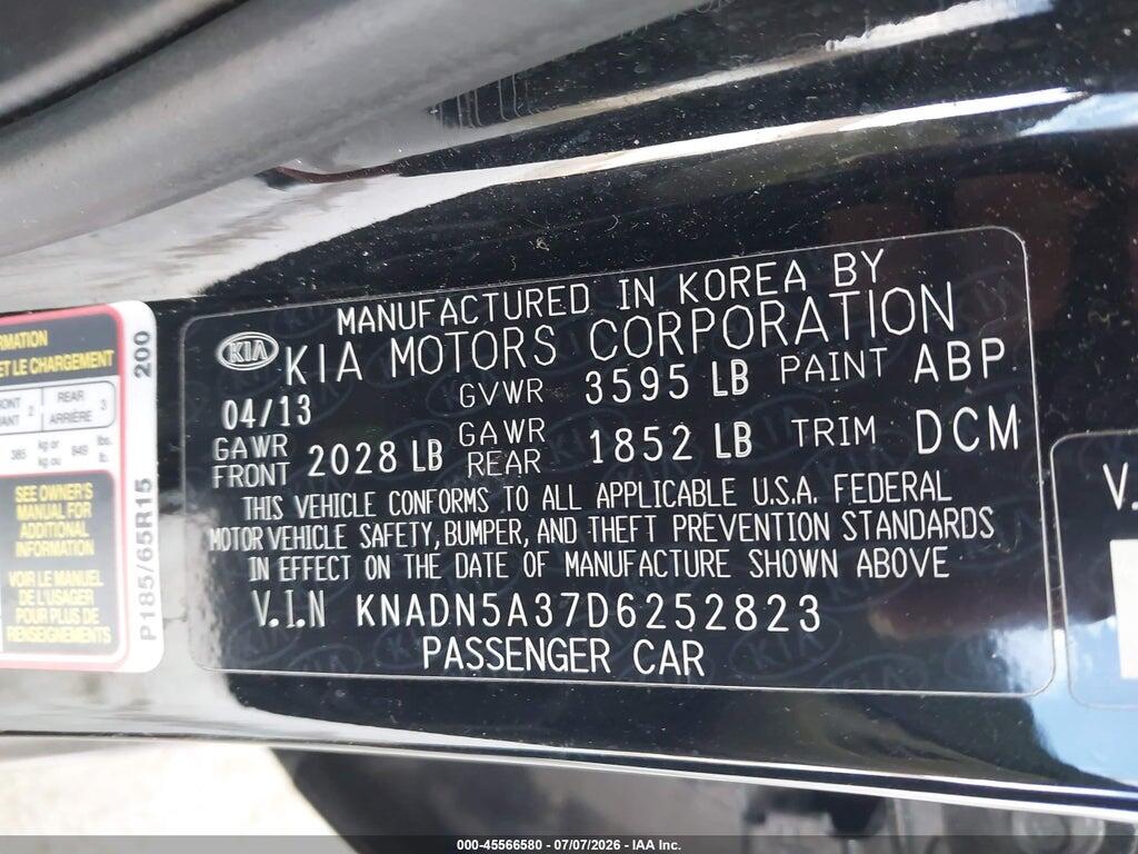 KNADN5A37D6252823 2013 KIA RIO photo no. 9