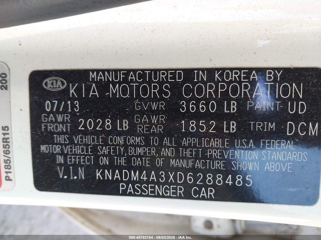 KNADM4A3XD6288485 2013 KIA RIO photo no. 9