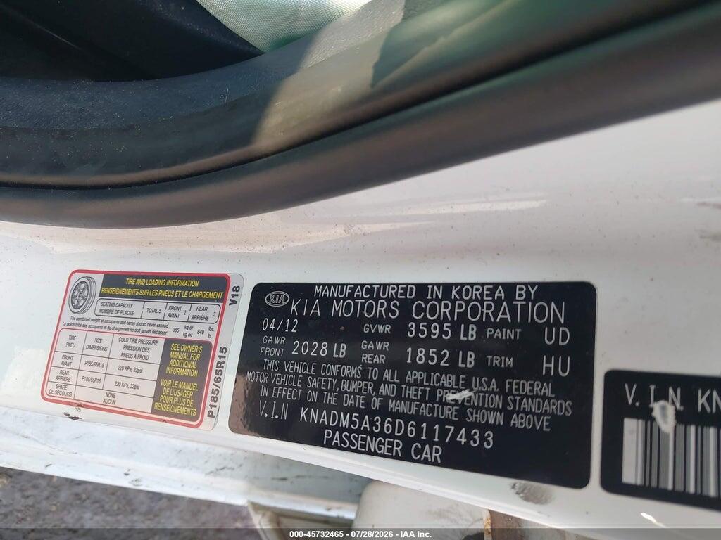 KNADM5A36D6117433 2013 KIA RIO photo no. 9