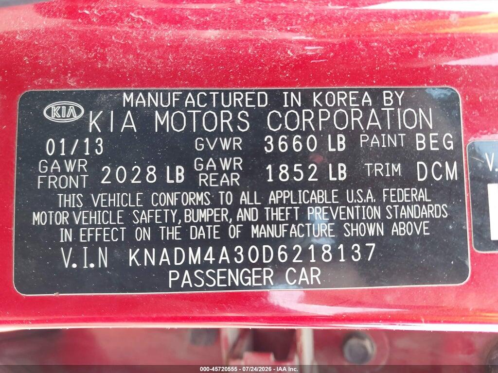 KNADM4A30D6218137 2013 KIA RIO photo no. 9