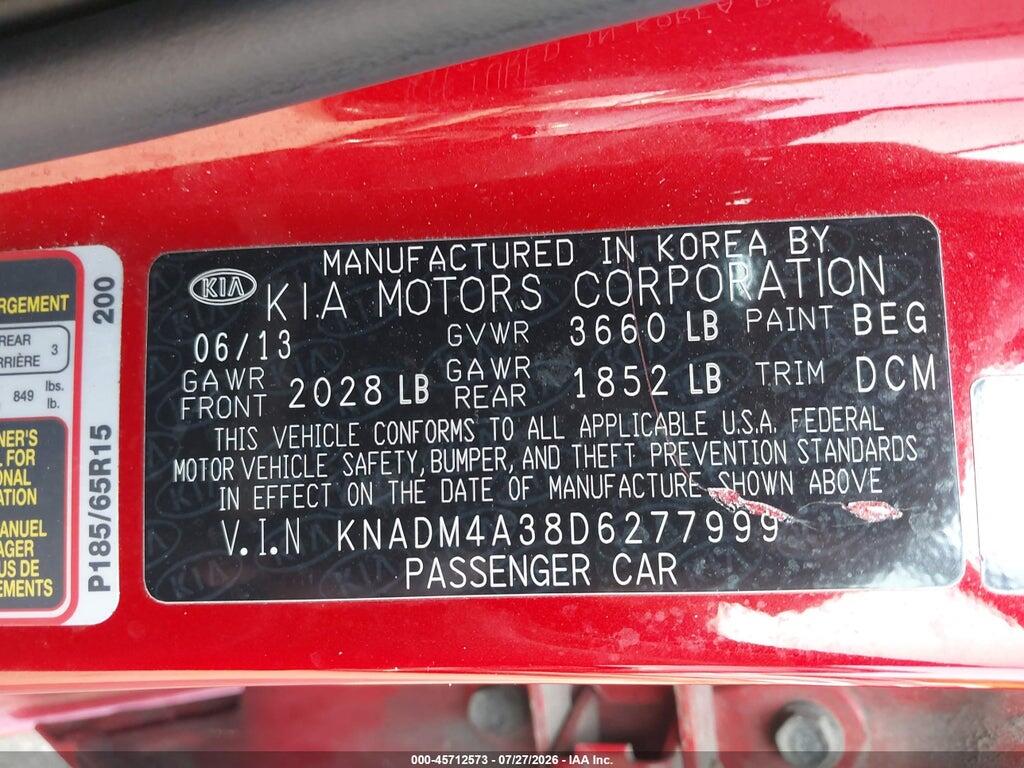 KNADM4A38D6277999 2013 KIA RIO photo no. 9