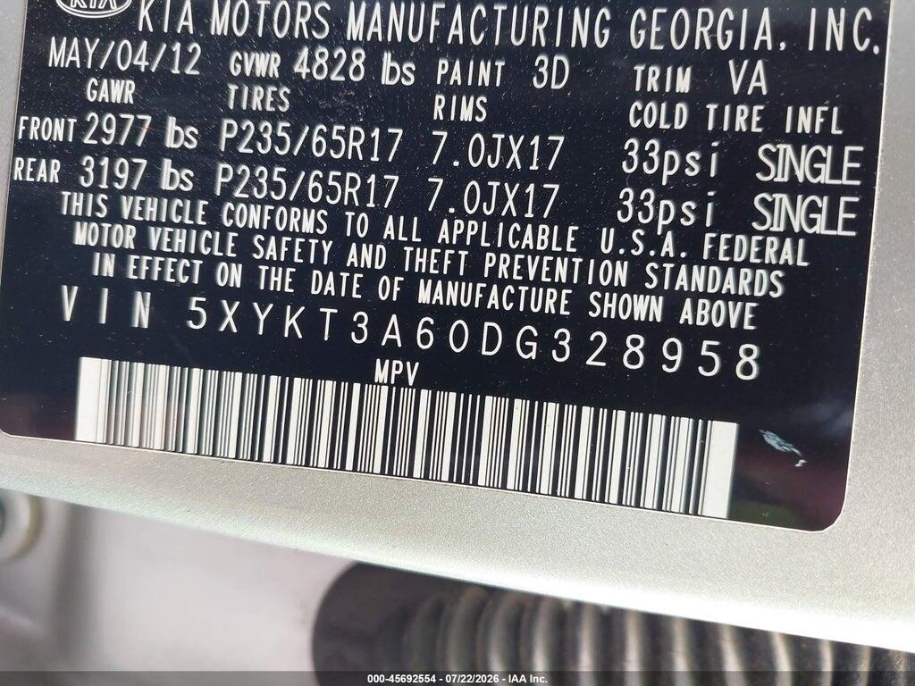 5XYKT3A60DG328958 2013 KIA SORENTO photo no. 9