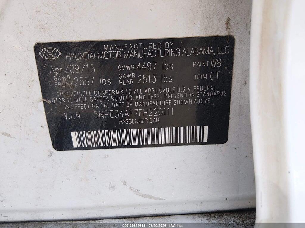 5NPE34AF7FH220111 2015 HYUNDAI SONATA photo no. 9