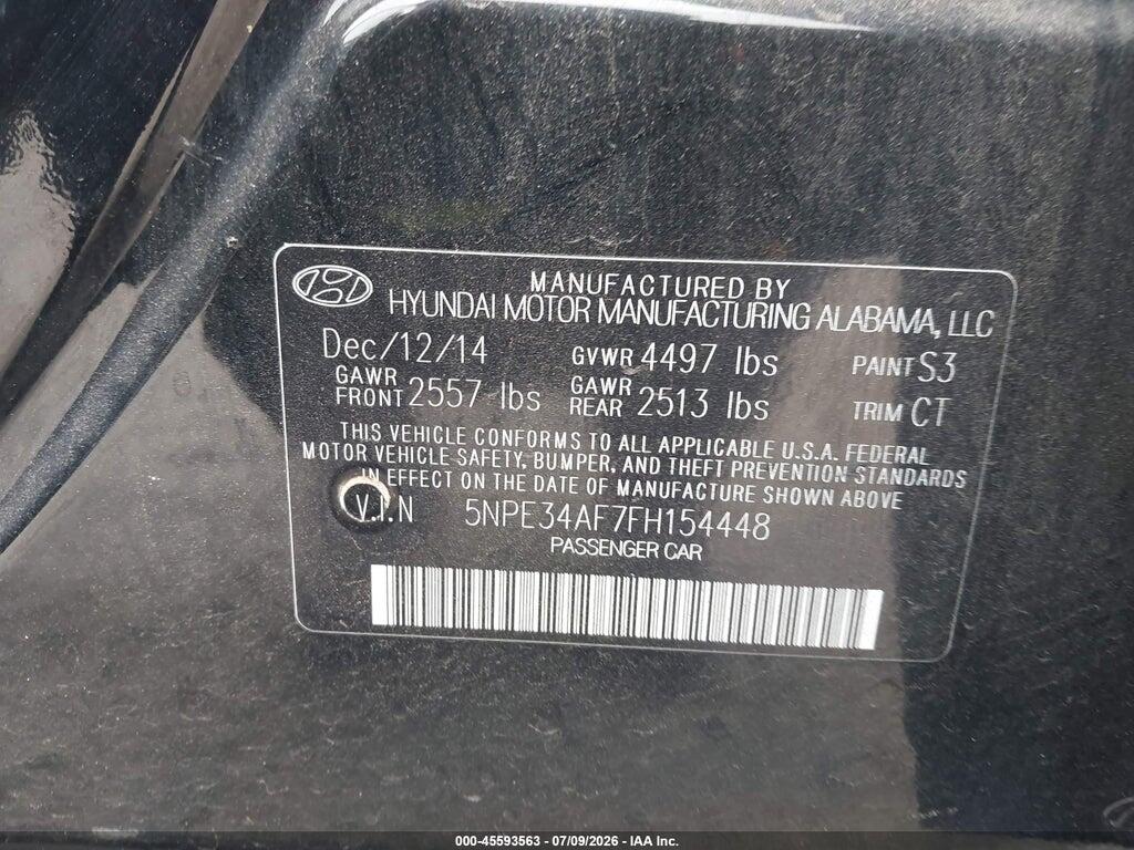 5NPE34AF7FH154448 2015 HYUNDAI SONATA photo no. 9