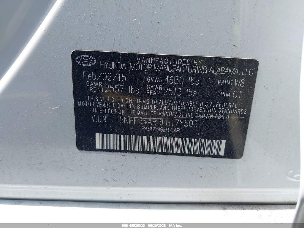 5NPE34AB3FH178503 2015 HYUNDAI SONATA photo no. 9
