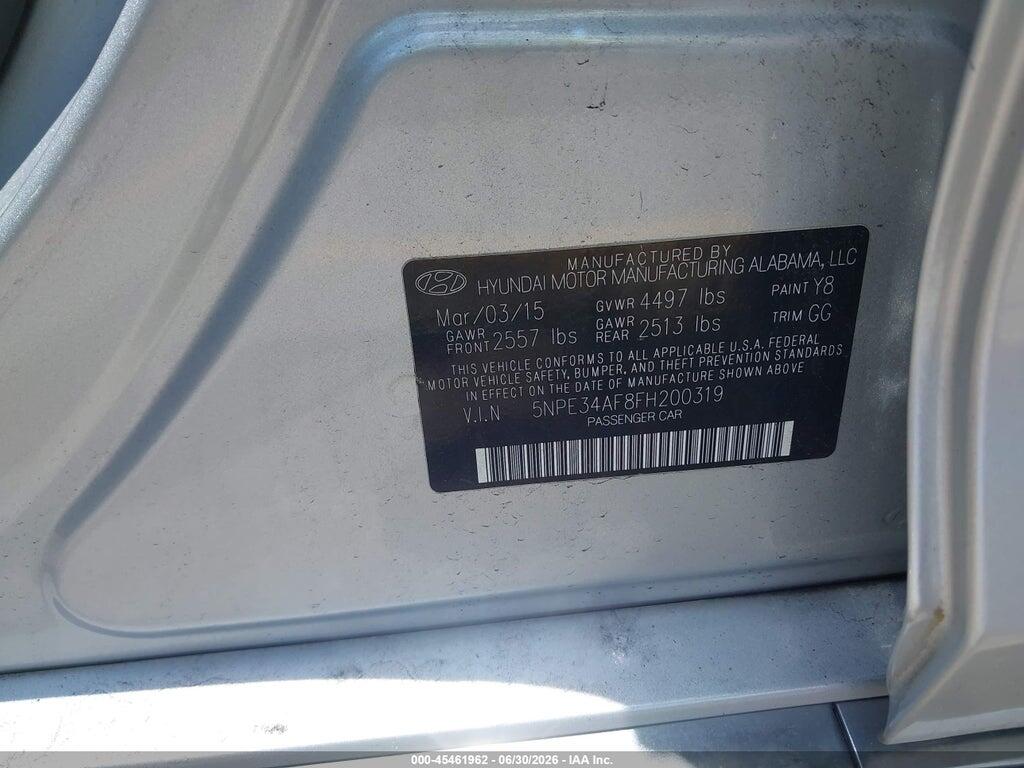5NPE34AF8FH200319 2015 HYUNDAI SONATA photo no. 9