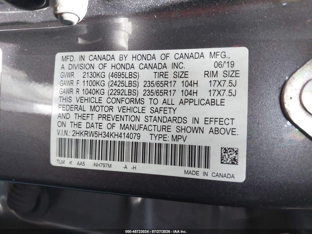 2HKRW5H34KH414079 2019 HONDA CR-V photo no. 9