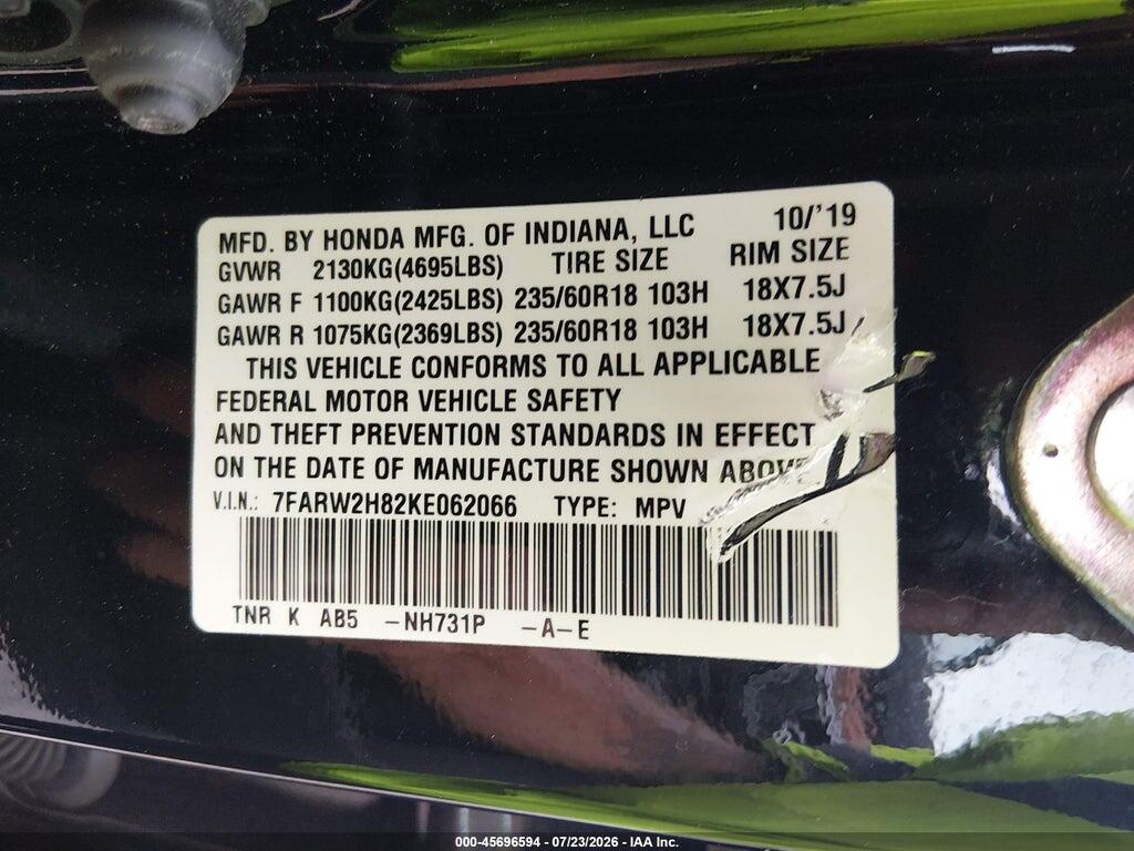 7FARW2H82KE062066 2019 HONDA CR-V photo no. 9