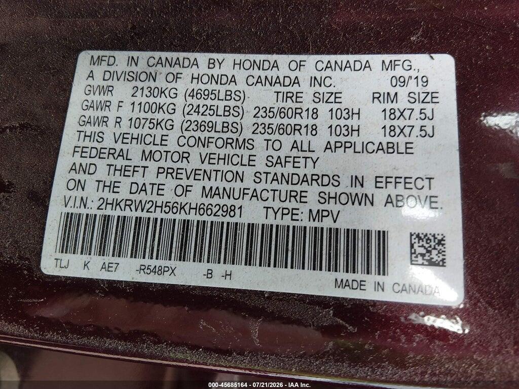 2HKRW2H56KH662981 2019 HONDA CR-V photo no. 9