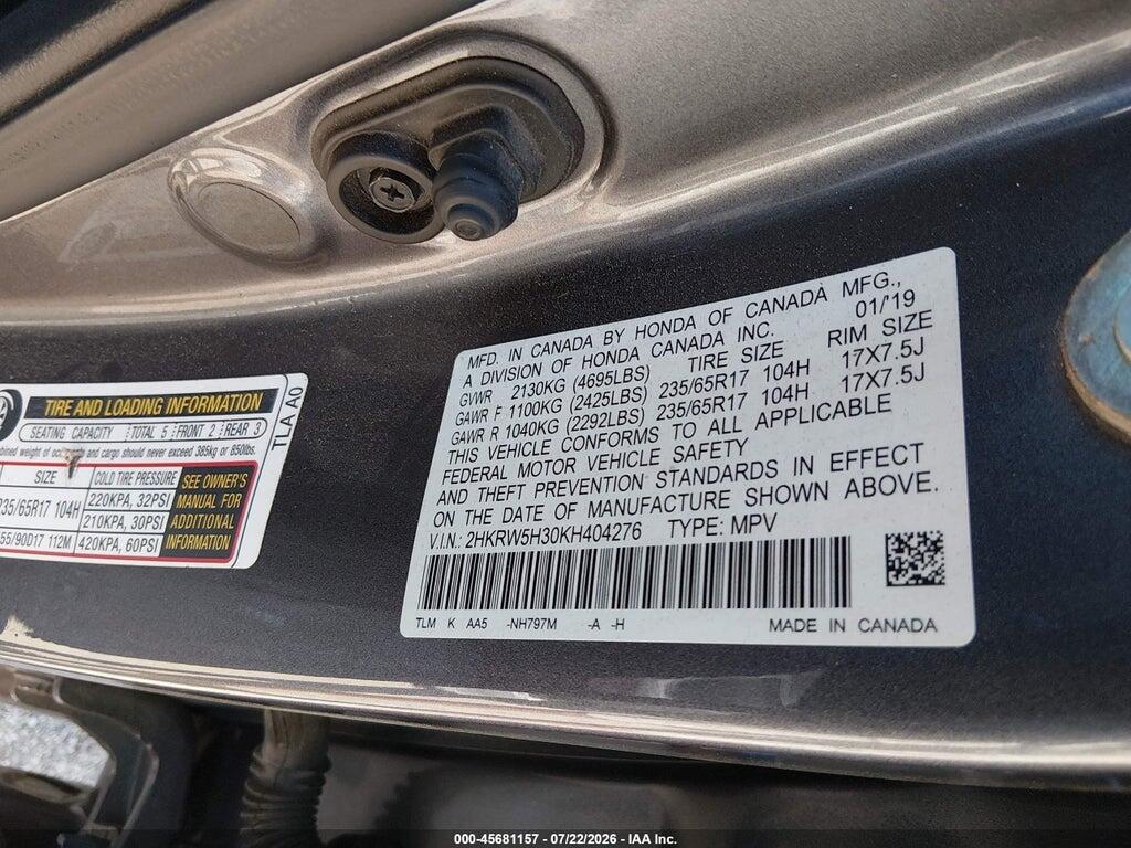 2HKRW5H30KH404276 2019 HONDA CR-V photo no. 9