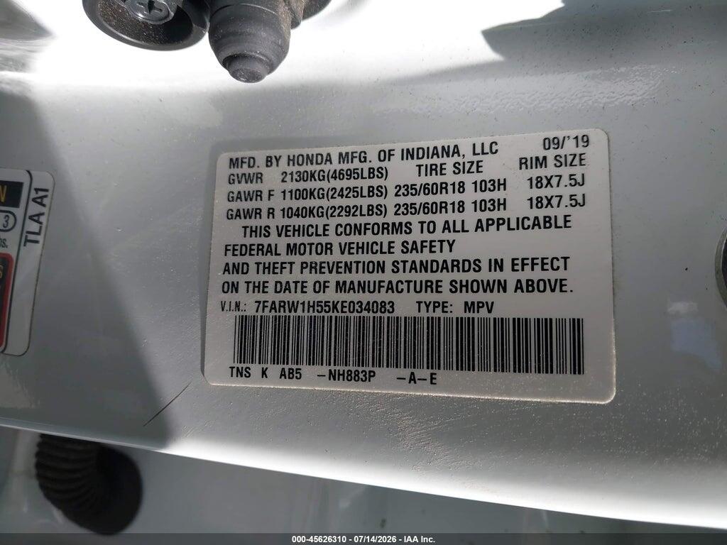 7FARW1H55KE034083 2019 HONDA CR-V photo no. 9
