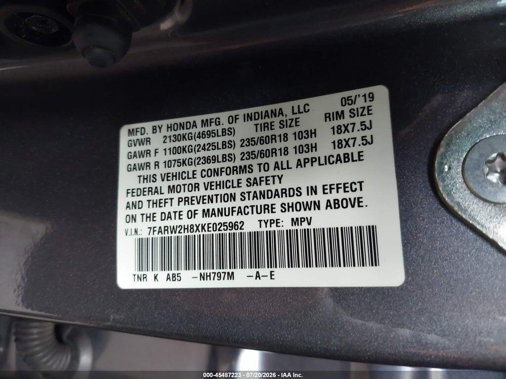7FARW2H8XKE025962 2019 HONDA CR-V photo no. 9