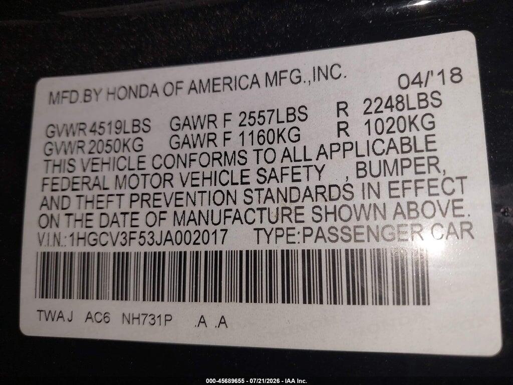 1HGCV3F53JA002017 2018 HONDA ACCORD HYBRID photo no. 9