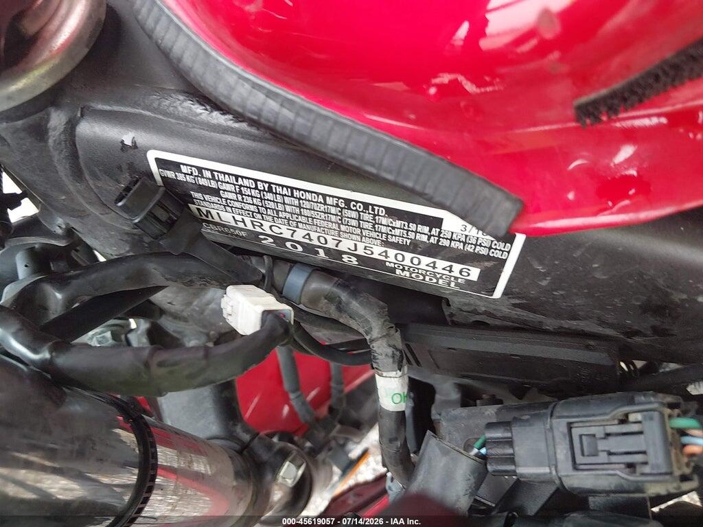 MLHRC7407J5400446 2018 HONDA CBR650 photo no. 10