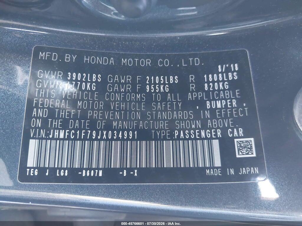 JHMFC1F79JX034991 2018 HONDA CIVIC photo no. 9