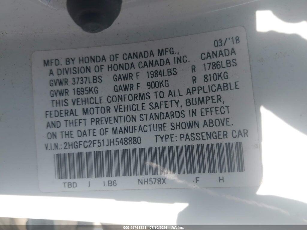2HGFC2F51JH548880 2018 HONDA CIVIC photo no. 9