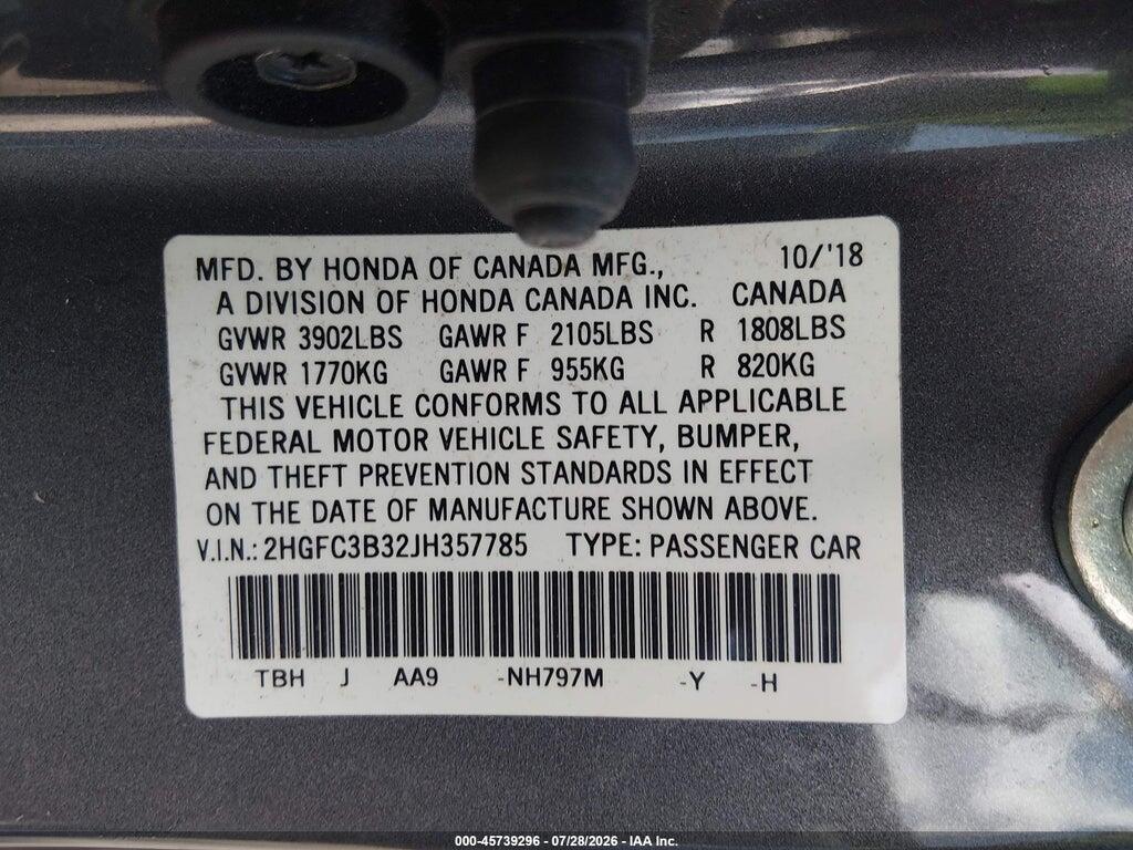 2HGFC3B32JH357785 2018 HONDA CIVIC photo no. 9