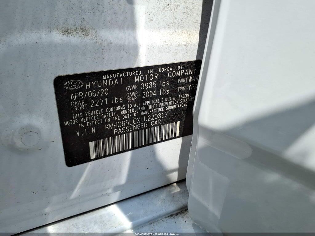 KMHC65LCXLU220317 2020 HYUNDAI IONIQ HYBRID photo no. 9