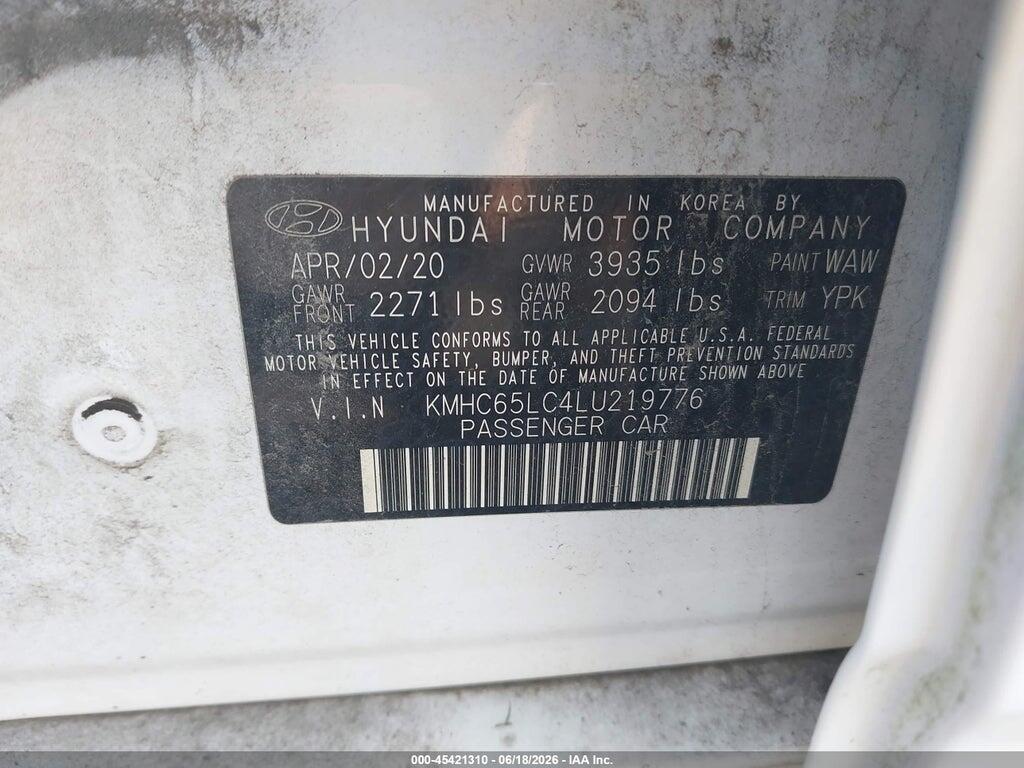 KMHC65LC4LU219776 2020 HYUNDAI IONIQ HYBRID photo no. 9