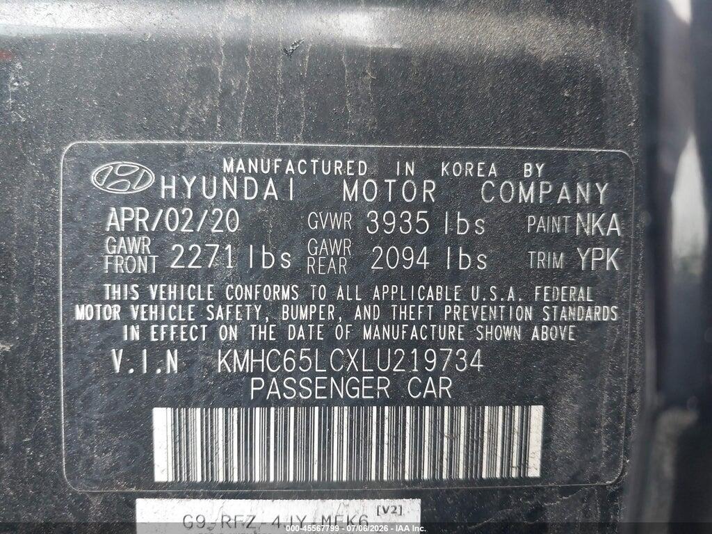 KMHC65LCXLU219734 2020 HYUNDAI IONIQ HYBRID photo no. 9