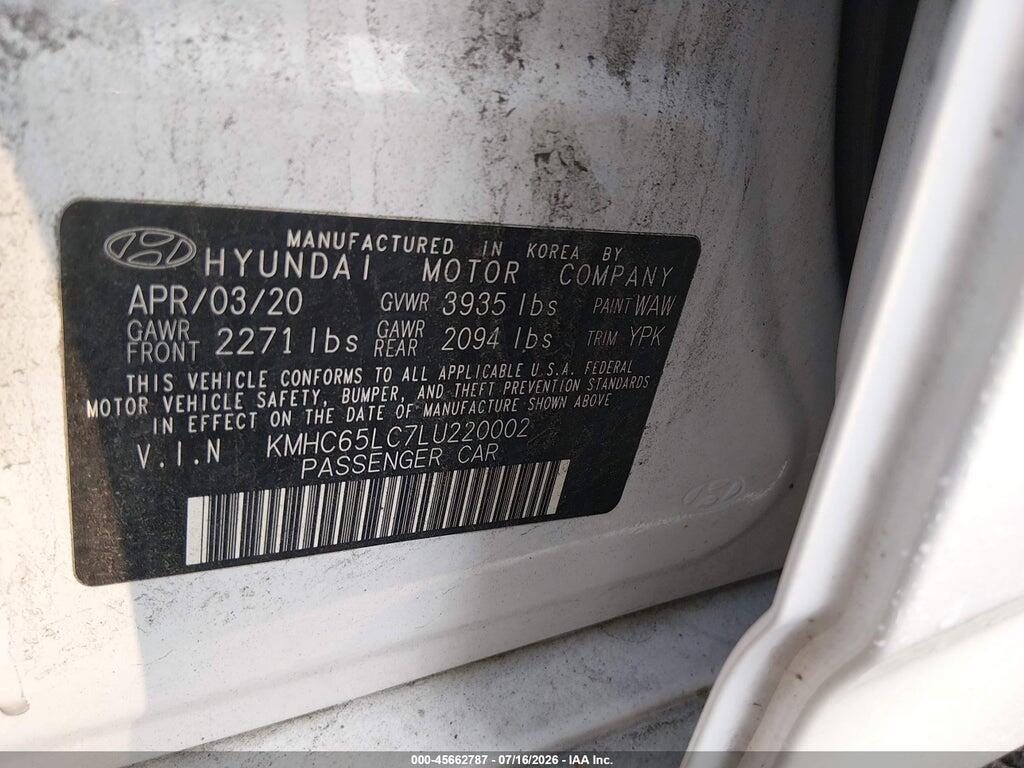 KMHC65LC7LU220002 2020 HYUNDAI IONIQ HYBRID photo no. 9