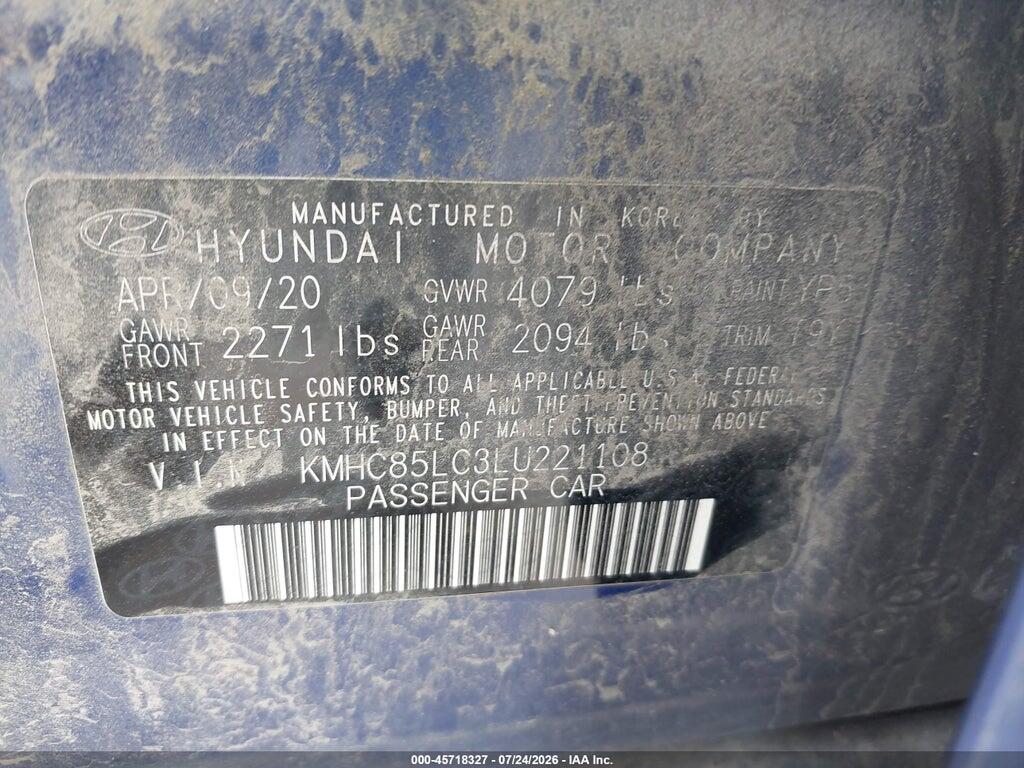 KMHC85LC3LU221108 2020 HYUNDAI IONIQ HYBRID photo no. 9