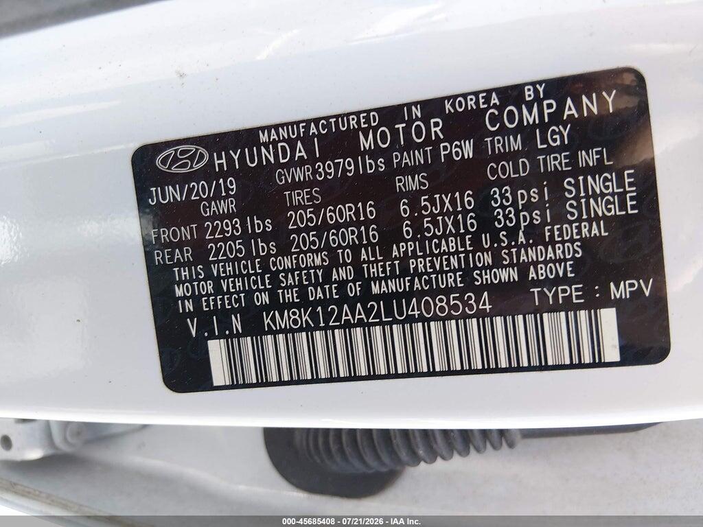 KM8K12AA2LU408534 2020 HYUNDAI KONA photo no. 9