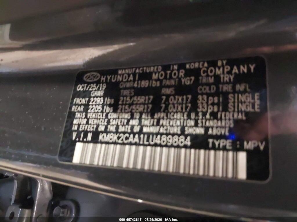 KM8K2CAA1LU489884 2020 HYUNDAI KONA photo no. 9