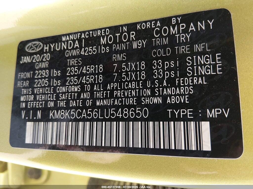 KM8K5CA56LU548650 2020 HYUNDAI KONA photo no. 9