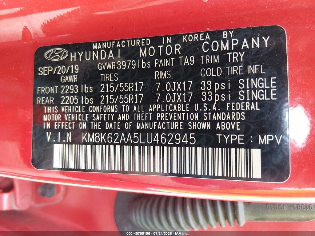 KM8K62AA5LU462945 2020 HYUNDAI KONA photo no. 9