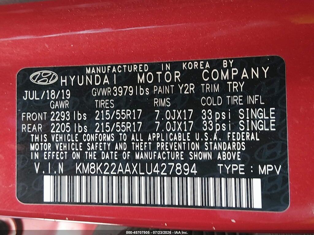 KM8K22AAXLU427894 2020 HYUNDAI KONA photo no. 9