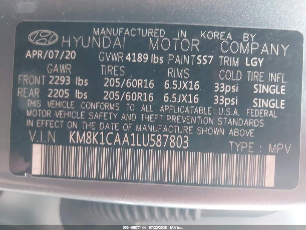 KM8K1CAA1LU587803 2020 HYUNDAI KONA photo no. 9