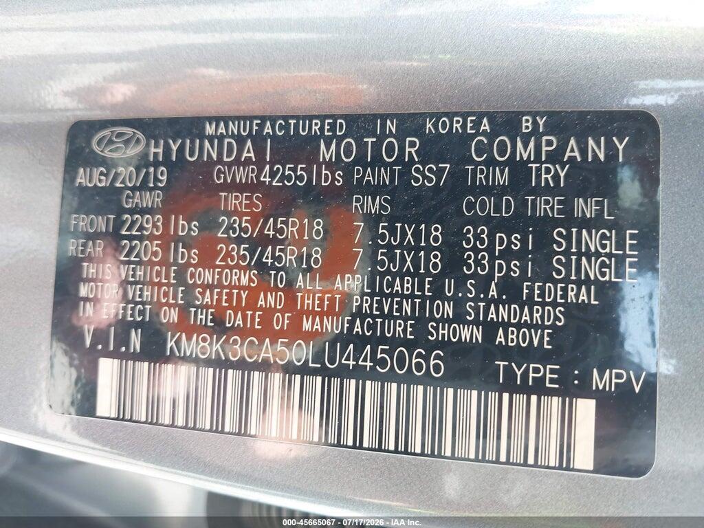 KM8K3CA50LU445066 2020 HYUNDAI KONA photo no. 9