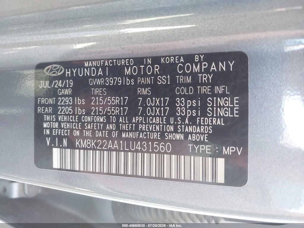 KM8K22AA1LU431560 2020 HYUNDAI KONA photo no. 9