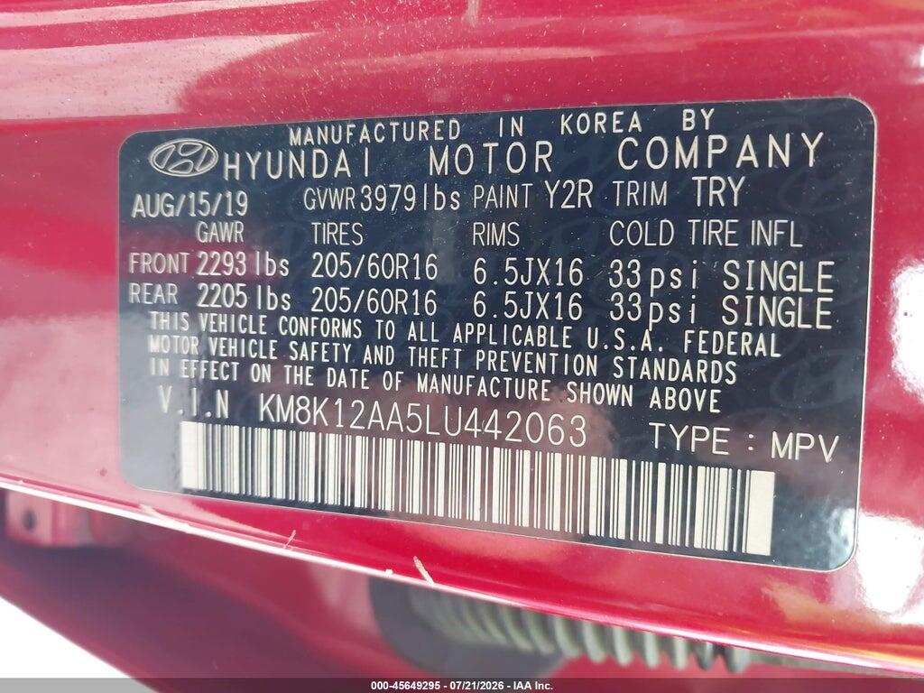 KM8K12AA5LU442063 2020 HYUNDAI KONA photo no. 9