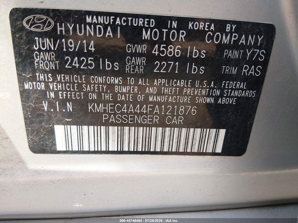 KMHEC4A44FA121876 2015 HYUNDAI SONATA HYBRID photo no. 9