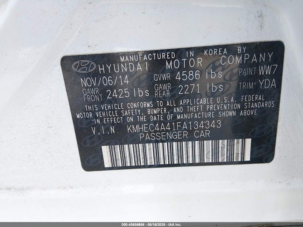 KMHEC4A41FA134343 2015 HYUNDAI SONATA HYBRID photo no. 9