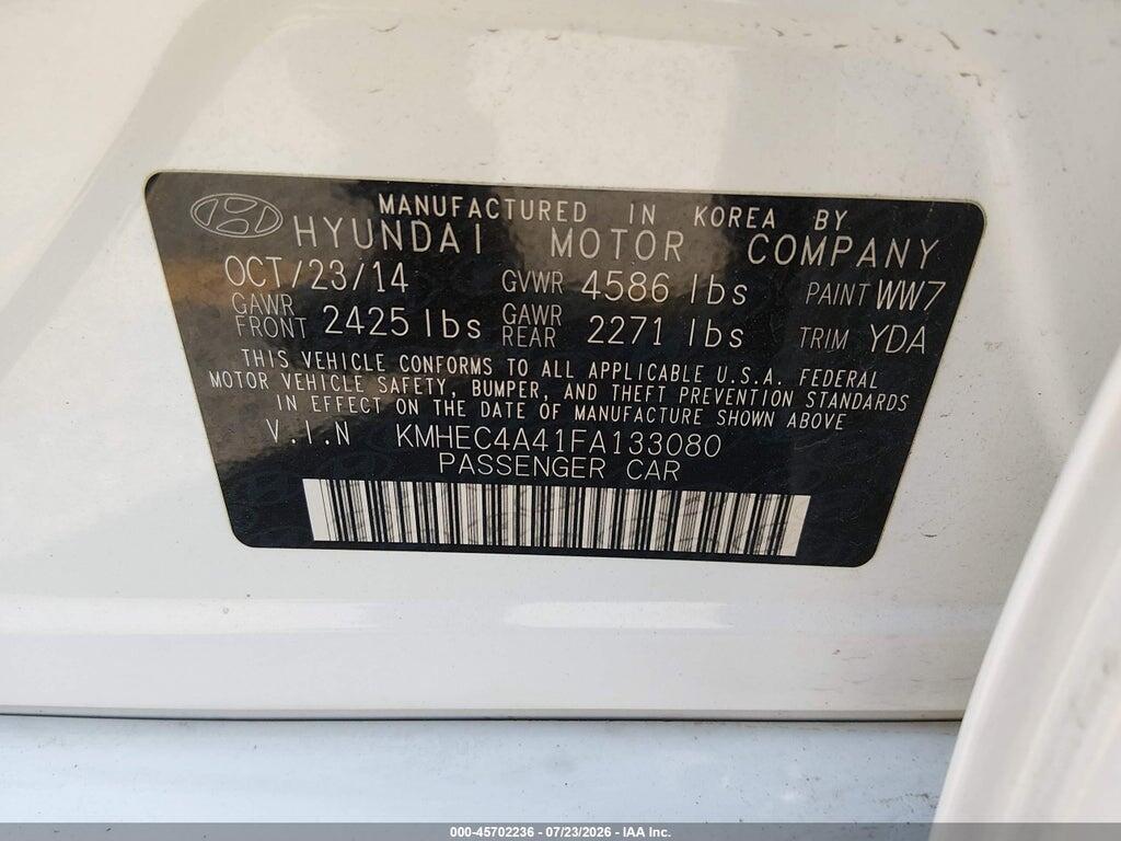 KMHEC4A41FA133080 2015 HYUNDAI SONATA HYBRID photo no. 9