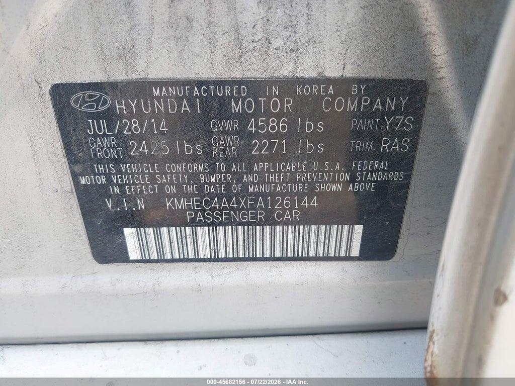 KMHEC4A4XFA126144 2015 HYUNDAI SONATA HYBRID photo no. 9