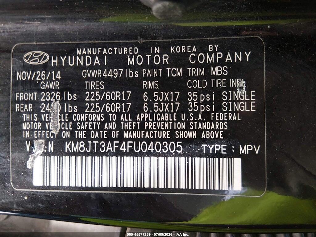KM8JT3AF4FU040305 2015 HYUNDAI TUCSON photo no. 9
